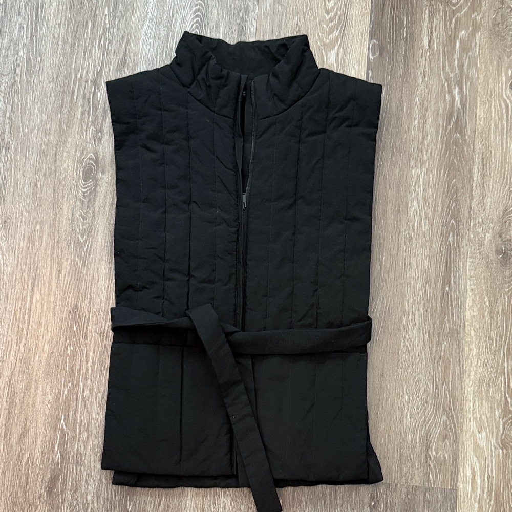 COS Black Quilted Belted Vest with High Neck
